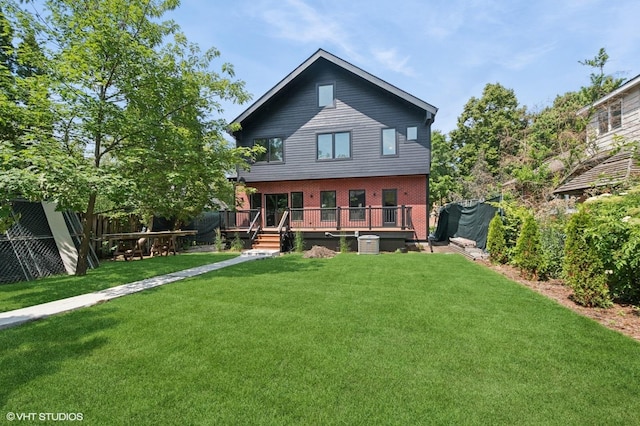 2715 Reese Ave, Evanston, IL 60201 - back of property with brick siding and a wooden deck