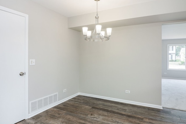 1302 Haverhill Cir, Naperville, IL 60563 - spare room with a chandelier and dark wood finished floors