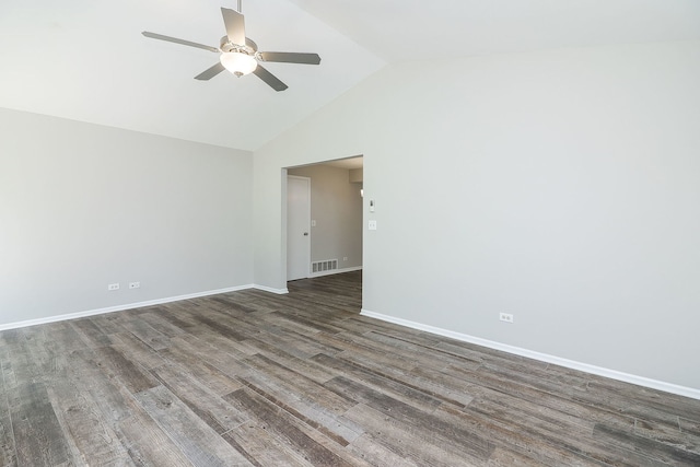 1302 Haverhill Cir, Naperville, IL 60563 - unfurnished room featuring lofted ceiling, a ceiling fan, and wood finished floors