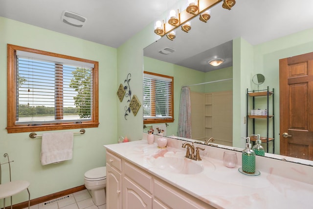 1606 Gregden Shores Dr, Sterling, IL 61081 - full bathroom with plenty of natural light, vanity, a shower with curtain, and tile patterned floors