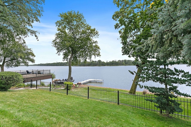 1606 Gregden Shores Dr, Sterling, IL 61081 - view of yard featuring a boat dock, a water view, and boat lift