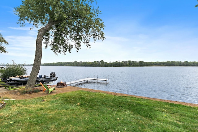 1606 Gregden Shores Dr, Sterling, IL 61081 - dock area with a water view and a lawn