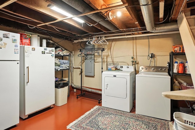 28457 S Yates Ave, Beecher, IL 60401 - laundry room featuring electric panel and washing machine and dryer