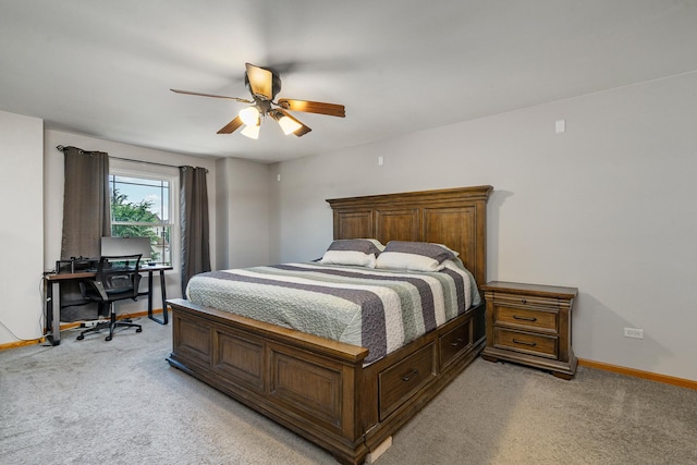 5505 Salma St, Plainfield, IL 60586 - bedroom featuring light colored carpet, ceiling fan, and an office area