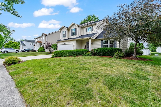 5505 Salma St, Plainfield, IL 60586 - traditional-style house featuring driveway, a garage, and a front lawn