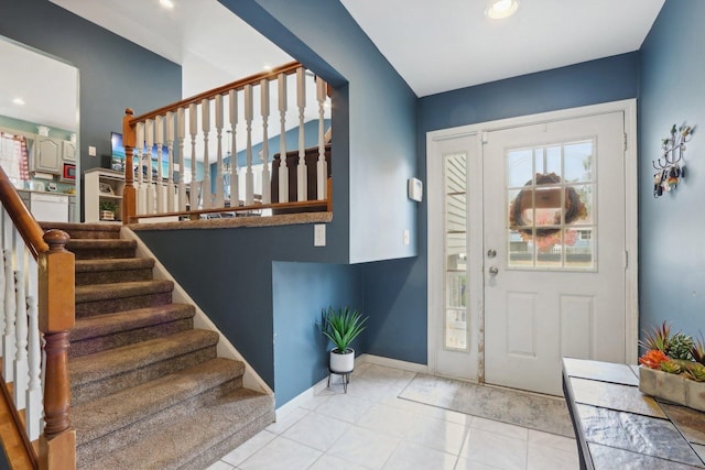 9997 W Paddock Ave, Beach Park, IL 60087 - tiled foyer entrance featuring stairs and recessed lighting