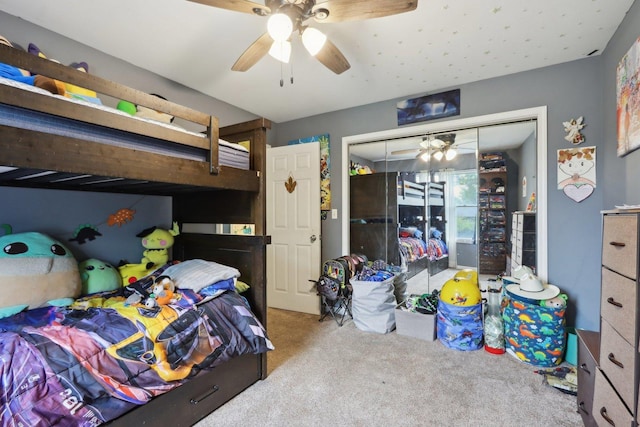 9997 W Paddock Ave, Beach Park, IL 60087 - bedroom with carpet flooring, a closet, and ceiling fan