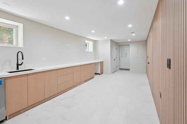 7930 S Kenwood Ave, Chicago, IL 60619 - kitchen with recessed lighting, light brown cabinetry, light countertops, dishwasher, and modern cabinets