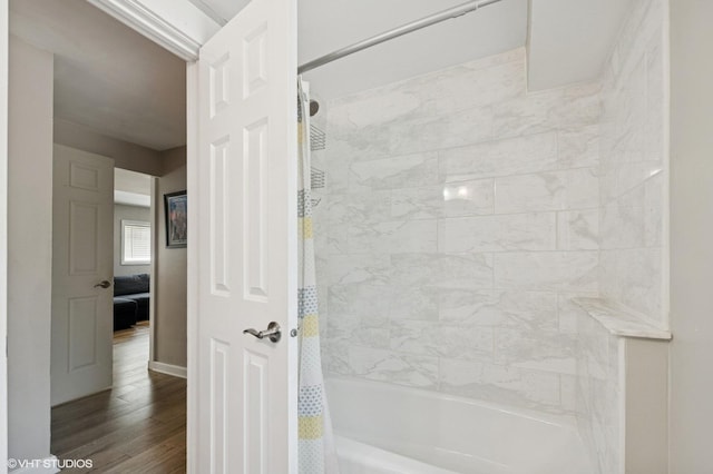 1308 Hoffman Ave, Park Ridge, IL 60068 - bathroom with shower / bath combo and wood finished floors