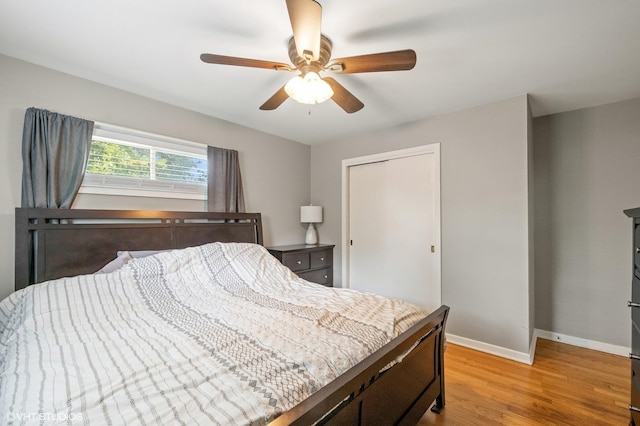 1308 Hoffman Ave, Park Ridge, IL 60068 - bedroom with light wood-type flooring, a closet, and a ceiling fan