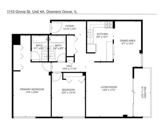 1110 Grove St Unit 4A, Downers Grove, IL 60515 - view of floor plan / room layout