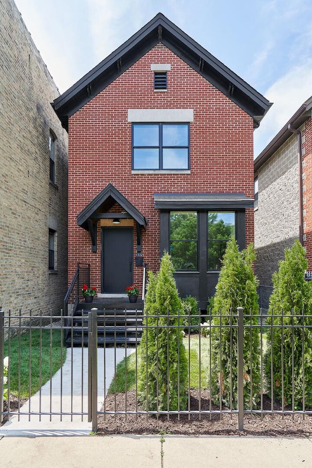 1332 N Leavitt St, Chicago, IL 60622 - contemporary house featuring a fenced front yard and brick siding