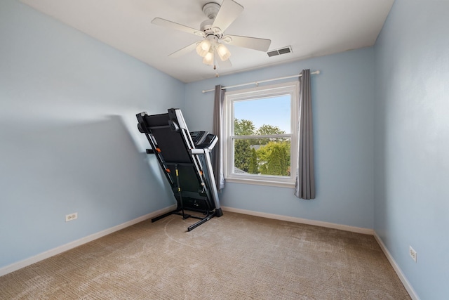 2706 Steamboat Cir, Plainfield, IL 60586 - exercise room featuring ceiling fan and carpet flooring