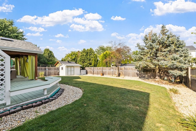 2706 Steamboat Cir, Plainfield, IL 60586 - fenced backyard with a wooden deck and a shed