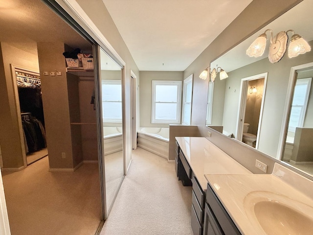 5448 S Branch Ct, Rochelle, IL 61068 - bathroom featuring vanity, a garden tub, and a walk in closet