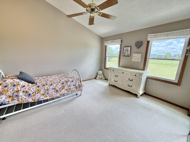 5448 S Branch Ct, Rochelle, IL 61068 - bedroom with lofted ceiling, light colored carpet, and ceiling fan