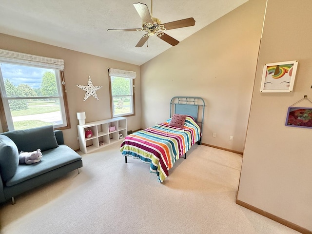 5448 S Branch Ct, Rochelle, IL 61068 - bedroom with lofted ceiling, carpet flooring, and ceiling fan