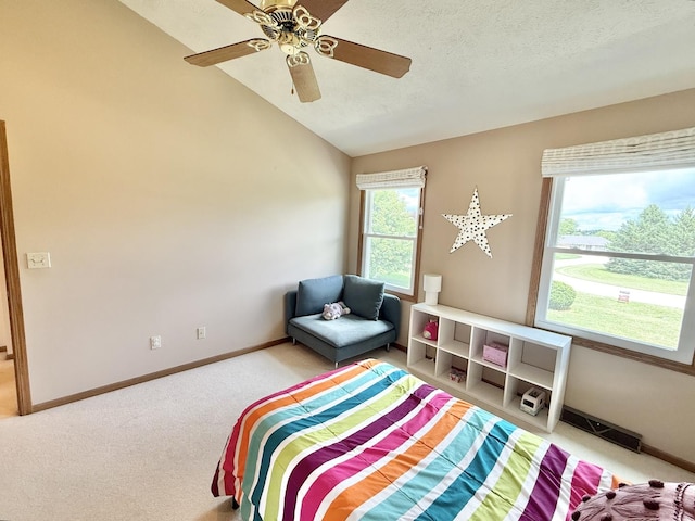 5448 S Branch Ct, Rochelle, IL 61068 - bedroom with carpet, lofted ceiling, and a ceiling fan