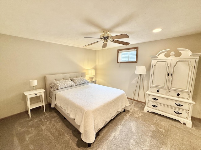 5448 S Branch Ct, Rochelle, IL 61068 - bedroom with dark carpet and a ceiling fan