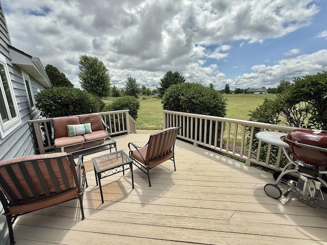 5448 S Branch Ct, Rochelle, IL 61068 - wooden deck featuring a lawn and outdoor lounge area