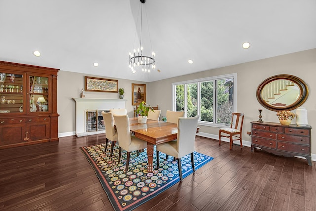 207 Hamilton Ave, Frankfort, IL 60423 - dining area featuring dark wood-style floors, a chandelier, and recessed lighting