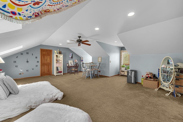 207 Hamilton Ave, Frankfort, IL 60423 - carpeted bedroom featuring vaulted ceiling, ceiling fan, and recessed lighting