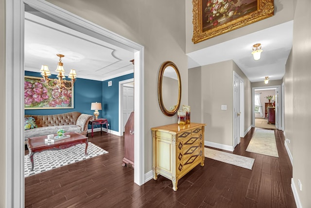 207 Hamilton Ave, Frankfort, IL 60423 - hall featuring wood finished floors and a chandelier