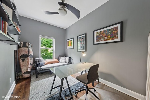 4229 S Prairie Ave, Chicago, IL 60653 - office with ceiling fan and wood finished floors