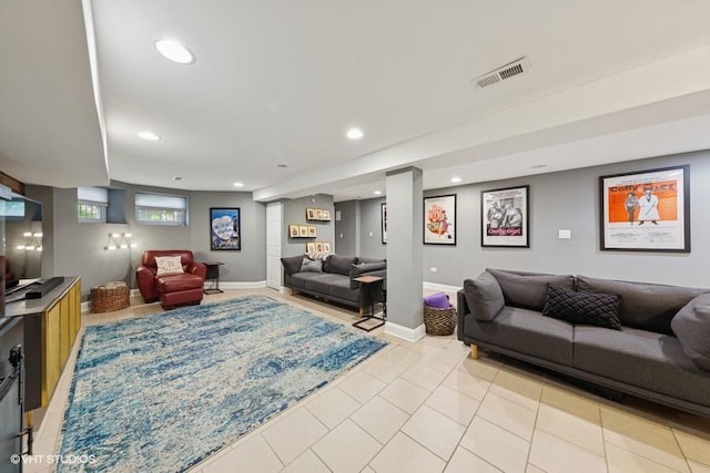 4229 S Prairie Ave, Chicago, IL 60653 - living room with recessed lighting and light tile patterned flooring