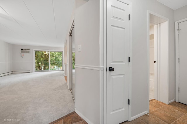 5340 Waterbury Ct Unit 2103, Crestwood, IL 60418 - corridor featuring a wall mounted AC, a baseboard radiator, and carpet