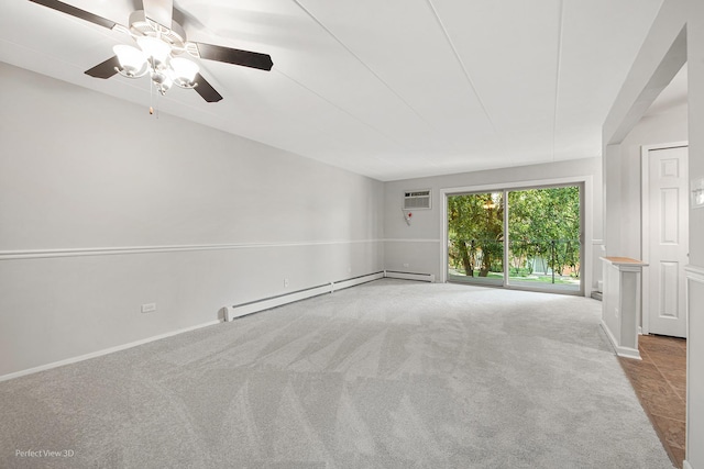 5340 Waterbury Ct Unit 2103, Crestwood, IL 60418 - unfurnished room featuring a baseboard heating unit, carpet, a wall mounted air conditioner, and ceiling fan