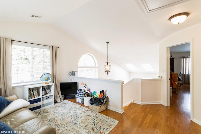 253 Sierra Pass, Schaumburg, IL 60194 - living room featuring lofted ceiling and wood finished floors