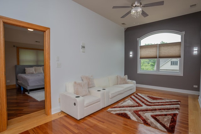115 E Woodlawn Rd, New Lenox, IL 60451 - living room featuring a ceiling fan and wood finished floors
