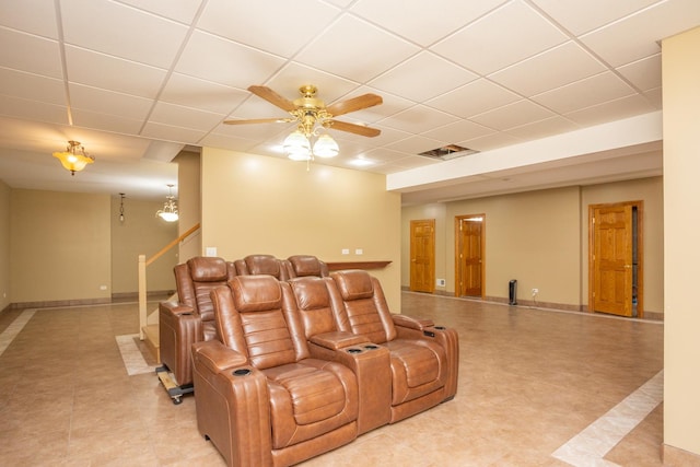 115 E Woodlawn Rd, New Lenox, IL 60451 - home theater room featuring a paneled ceiling and a ceiling fan