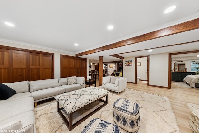 11522 Ridgewood Ln, Burr Ridge, IL 60527 - living area featuring light wood finished floors and recessed lighting
