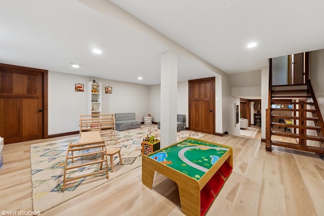11522 Ridgewood Ln, Burr Ridge, IL 60527 - rec room with light wood-type flooring and recessed lighting