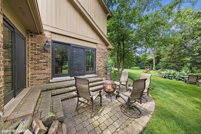 11522 Ridgewood Ln, Burr Ridge, IL 60527 - view of patio with a fire pit