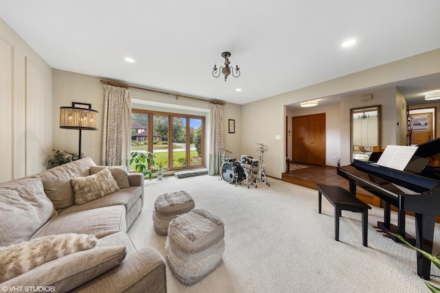 11522 Ridgewood Ln, Burr Ridge, IL 60527 - living room with carpet and recessed lighting