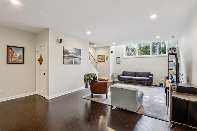 1431 N Artesian Ave Unit 1, Chicago, IL 60622 - living room featuring dark wood-type flooring, recessed lighting, and stairway