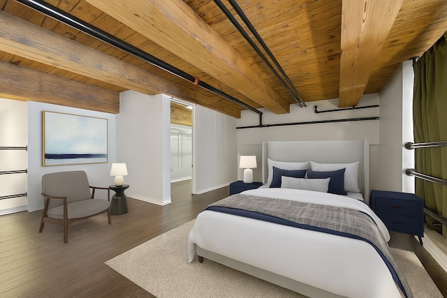 2614 N Clybourn Ave Unit 311, Chicago, IL 60614 - bedroom featuring a wood ceiling with exposed beams and wood finished floors
