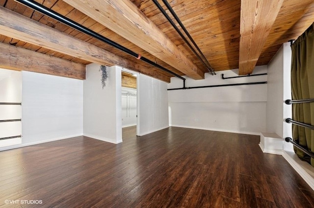 2614 N Clybourn Ave Unit 311, Chicago, IL 60614 - unfurnished living room with a wooden ceiling with exposed beams and wood finished floors