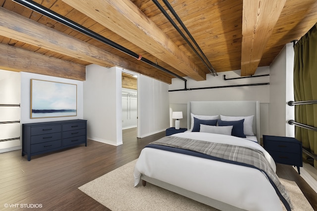 2614 N Clybourn Ave Unit 311, Chicago, IL 60614 - bedroom featuring a wood ceiling with exposed beams and wood finished floors