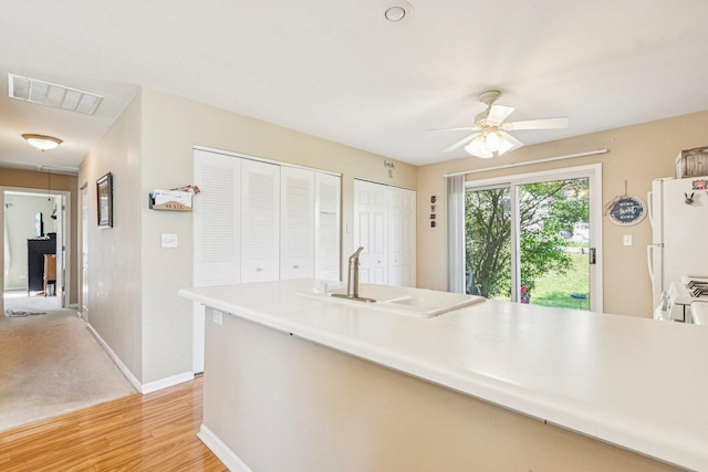 1192 Sumac Trl, Hoffman Estates, IL 60192 - kitchen with ceiling fan, light wood finished floors, freestanding refrigerator, and light countertops