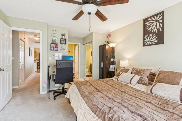 1192 Sumac Trl, Hoffman Estates, IL 60192 - carpeted bedroom with ensuite bathroom, a desk, and ceiling fan