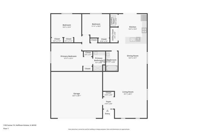 1192 Sumac Trl, Hoffman Estates, IL 60192 - view of property floor plan