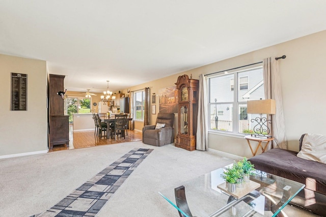 1192 Sumac Trl, Hoffman Estates, IL 60192 - carpeted living room featuring a chandelier and baseboards