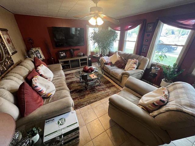 201 S Roy Ave, Northlake, IL 60164 - tiled living room featuring ceiling fan