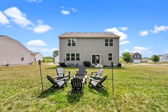 8520 White Oaks Ct, Wonder Lake, IL 60097 - back of property featuring a yard and a fire pit