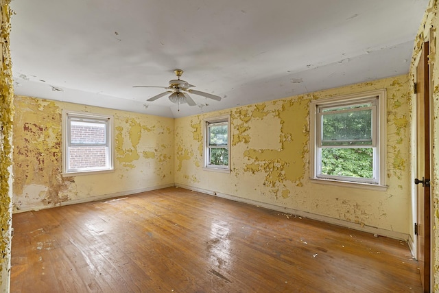 3713 S 57th Ct, Cicero, IL 60804 - spare room with hardwood / wood-style flooring, plenty of natural light, and a ceiling fan