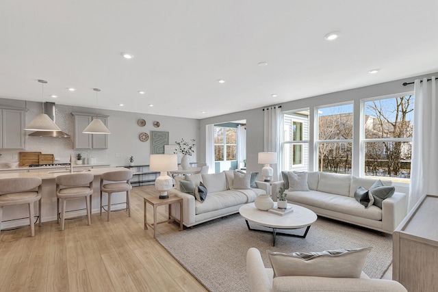 2611 Lawlor Ln, Naperville, IL 60564 - living area featuring light wood finished floors and recessed lighting